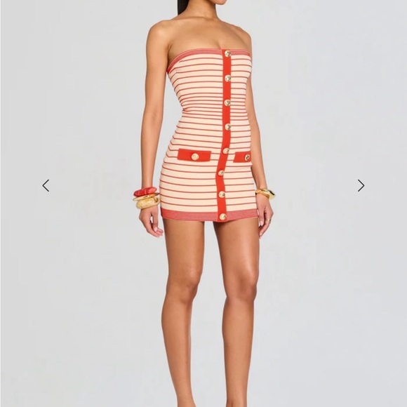 Striped Strapless Button-Front Dress - Picture 2 of 3